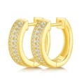 Elegant gold S925 sterling silver hoop earrings with three rows of sparkling moissanite stones - Gold