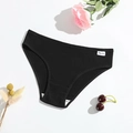 Slip da donna in cotone nero a costine su sfondo bianco con accenti floreali e ciliegie - S / Nero