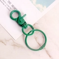Forest green lobster clasp keychain with rotating metal hook and double ring design - Dark Green