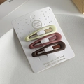 Set of 3 matte hair clips in sage green, dusty pink and mocha brown colors - Chocolate Waterdrop Style / Set of 3