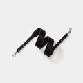 Adjustable black leather handbag strap with silver lobster clasps and brown edge finish - Black Strap Silver Buckle