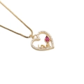 Gouden hartketting met roze marquise-steen, witte kristallen en LOVE-gravure - Gouden LOVE Hart Ketting