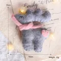 Gray felt reindeer ornament with pink scarf and heart detail, 10x10cm holiday decor - Deer with Scarf-Grey