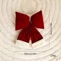 Large 35cm burgundy velvet Christmas bow with white plush edges for tree decoration - 28cm / Red Velvet Bow