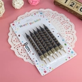 6-pack black birthday candles with gold chevron pattern and stands, 8cm height - Black Zigzag