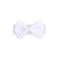 Mini white ribbon bow hair clip for girls with a solid color minimalist design - Cream