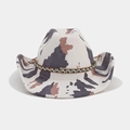 Detail of western cowboy hat featuring cow print pattern and turquoise beaded hatband - M (56-58cm) / Cow Print with Brown Cord Turquoise (15#)