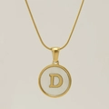 18K vergulde roestvrijstalen slangenketting met ronde schelp letter D hanger voor dames - Letter D