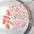 5D embossed candy heart nail art stickers with colorful relief patterns and wavy lines - Multi-color Heart 3D Style (FEB-832)