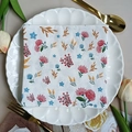 Floral and star pattern printed paper napkins for party table setting decor - Pink Flower Blue Star Brown Leaf (1081)