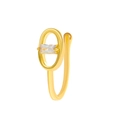 Gold-plated U-shaped non-piercing nose ring with a rectangular cubic zirconia stone - KC Gold 10449