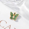 Holle vlinder hanger met groene edelstenen en een vergulde afwerking voor sieraden - Pavé Vlinder met Knijpbeugel / Groen