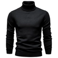 Detail of black turtleneck sweater showing ribbed cuffs and high-quality knit texture - Turtleneck Black