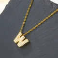 Luxury gold plated necklace featuring a zircon encrusted letter W pendant with O-chain - Letter W (Pendant Only)