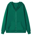 Oversized groene hoodie met rits, voorzakken en trekkoord voor tiener meisjes - Donkergroen