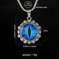 Collar de acero inoxidable plateado con colgante de ojo azul y dimensiones - Ojo Turco Azul (A1182)