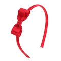 Classic red grosgrain ribbon bow headband with satin wrapped band for girls - Lucky Red