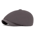 Classic dark grey newsboy cap in durable cotton twill with reinforced stitching - Octagonal Style / Gray
