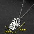 Minimalist stainless steel potted plant leaf pendant necklace with dimensions 30mm by 23mm - No.904 Plant / Steel