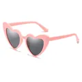 Occhiali da sole a cuore alla moda con montatura rosa lucido e lenti grigio scuro - Montatura Rosa Lente Grigia