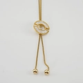 Collier en Y doré avec pendentif circulaire ajouré en zircons et chaîne de pull élégante - Style Rond Ajouré Zirconia (ZYG221)