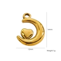 14K gold plated stainless steel heart and moon charm pendant for DIY jewelry making - 35 Moon Heart