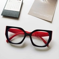 Cat eye blue light blocking glasses with black frame and contrasting red temples - Black Red