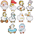 Set of 10 assorted cartoon duck embroidery patches for DIY clothing and bag decor - 10pcs Set