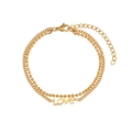 Detail of a 18K gold-plated double-layer bracelet with beaded chain and Love script charm - LOVE Style (B0318)