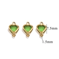 Golden stainless steel heart charms with green crystal insets and ring connectors - 2-Hole-Green / Gold