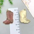 Brown enamel cowboy boot charm with golden textured back for DIY jewelry making - 1Pc Cowboy Boot (Light Brown)