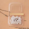 Miniature food keychain with white rice and sesame in 5.3cm x 4cm transparent box - White Rice