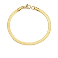 Flat herringbone snake chain bracelet in 14K gold finish with secure lobster clasp - 4mm-18cm (33317) / 14K Gold