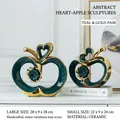 Pair of green and gold ceramic heart-shaped apple ornaments for modern home decor - Dark Green Gold (Heart Apple Combination)