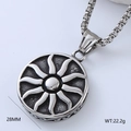 Vintage Wikinger Keltenknoten Sonnenanhänger Kette in Antik-Silber für Herren - Sonnenstrahlen Muster (Einzelanhänger Stil 3)