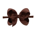 Soft elastic nylon baby headband featuring a brown ribbed bow knot for infant hair styling - Brown