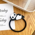 Cute black and white panda acetate hair ring with high elastic black rubber band - Side Lying Panda Scrunchie