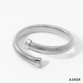 Modernes minimalistisches Silber-Federarmband aus Edelstahl mit glänzendem Finish - Silbernes Armband (A1029)