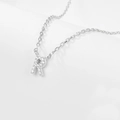 925 sterling silver necklace with letter R pendant and sparkling zircon stones - R-Necklace-Silver
