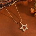 Collana con ciondolo a stella dorata con zirconi e catena a serpente su sfondo vintage - Collana con Stella d'Oro (T002)