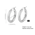 Polished silver titanium steel hoop earrings with 25mm outer diameter and 17mm inner size - Clip Style Steel Color Outer Diameter 25mm