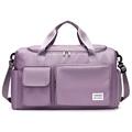 Lavender waterproof nylon fitness bag with wet-dry separation and adjustable strap - Purple