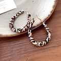 Retro leopard print geometric hoop earrings with premium textured leather finish - Water Drop - Small