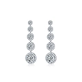 Elegant silver tassel earrings with gradient zircon circles on white background - 5-Tier Gradient Circles/Style 3