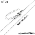 Collana a catena a O in acciaio inossidabile argento 450mm x 0,8mm con chiusura a moschettone - 45cm x 0.8mm (2g) / Colore Acciaio (KN107960-Z)