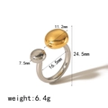 Dual-tone 18k gold plated open teardrop ring with size specs and weight of 6.4g - Two-tone Patchwork Style / Gold and Silver (TR4215-M)