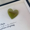 Pince à cheveux coeur en acétate vert olive avec motif léopard et écriture dorée - 10# Vert
