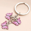 Pink enamel butterfly keychain with silver metal ring for handbags and DIY accessory - Bright Pink