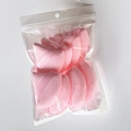 Pink triangular makeup powder puff with satin ribbon handle in transparent packaging bag - 8pcs in Bag / Pink