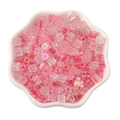 5mm pink iridescent square glass sugar cube beads for DIY jewelry making in petal bowl - Pink Mix